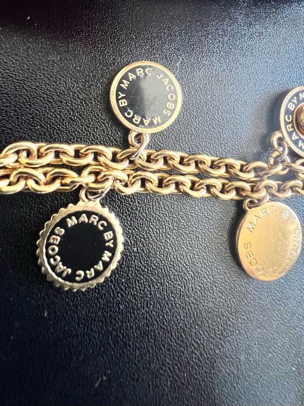 Marc by Marc Jacobs Gold-Tone Logo Disc Charm Bracelet RETAILS $159 SOLD OUT! - Picture 6 of 8